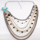 Çin crochet flower multi layer bead fancy long chain necklace N90083 üretici firma