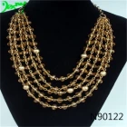 China crystal layered plastic bead gold statement necklace N90122 manufacturer