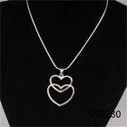 China crystal sex double hearts charmed pendant necklace N90280 manufacturer