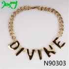 China custom personalized name gold chain statement necklace N90303 manufacturer