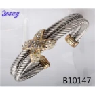 China fashion cystal butterfly double cable rhodium plated bangle manufacturer