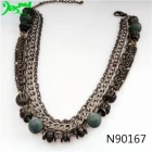 China fashion metal beaded layers chains costume necklace N90167 manufacturer