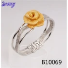 China fashion rose flowers titanium jewelry stainless steel bangle manufacturer