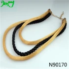 China gold chain black cord fashion jewelry choker necklace N90170 manufacturer