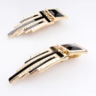 Çin gold plated black metal hand painted clip on earrings E30055 üretici firma