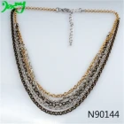 China gold silver brass thin multi-layer chains necklace N90144 fabricante