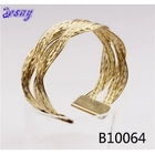 China handmade fitness braided turkish gold brass cuff bracelet B10064 fabricante