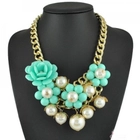 China hawaii flower gold long chain statement pearl necklace ZN005 manufacturer