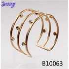 Çin İtalyan mesh rhinestone kalın altın cuff bilezik bilezik B10063 üretici firma