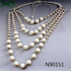 China large costume jewelry rope knot multi layer bead necklace N90151 manufacturer