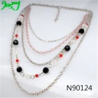 China layered beautiful chain link crystal beads statement necklace manufacturer