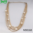 China layered freshwater pearl gold cord costume necklace N90168 manufacturer