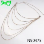 China layers thin metal chain gold statement costume necklace N90475 manufacturer