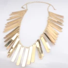 Çin long thin chain gold bar alloy statement necklace N90088 üretici firma