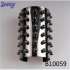 Çin men's metal bead black onyx punk bracelet cuff bangle B10059 üretici firma