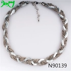 China mens leather metal ball chain braided choker necklace N90139 manufacturer