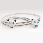 Çin new silver tiger head rhinestone women elastic sash belt BT60001 üretici firma