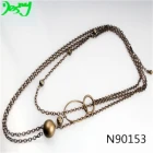 China party beads thin metal gold cuban link chain necklace N90153 manufacturer