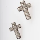 Çin punk women and men silver rivet cross crystal stud earrings E30054 üretici firma