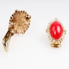 Çin red gemstone diamond vintage wholesale clip on earrings E30031 üretici firma