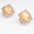 Çin round button moonstone wholesale clip on earrings E30020 üretici firma