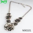 China shenzhen flower statement antique silver necklace N90101 manufacturer