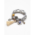 China silver gold three layer twisted metal charm bead bracelet manufacturer