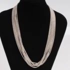 Çin silver layers thin titanium ball chain necklace N90409 üretici firma