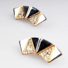 Çin silver triangle shaped cheap fancy clip on earrings E30032 üretici firma