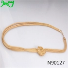 China simple design tie gold long chain statement necklace N90127 manufacturer