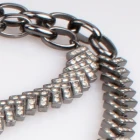 Çin simple fancy long gunmetal chain rhinestone necklace N90072 üretici firma