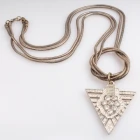 Çin simple gold chain rhinestone triangle pendant necklace N90096 üretici firma