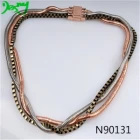 China superman gold plated chains braided statement necklace N90131 manufacturer
