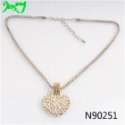 China swarovski crystal anatomical heart gold statement necklace N90251 manufacturer
