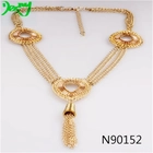 China teardrop shaped gold tassel chains statement necklace N90152 manufacturer