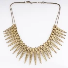 China vintage rope gold feather leaf statement necklace N90081 manufacturer