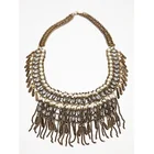 China vintage state charm chunky chain tassel beaded collar necklace manufacturer