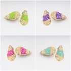 Çin wholesale colorful rhinestone tortoise shell clip on earrings E30012 üretici firma