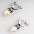 Çin wholesale sterling silver cz pearl stud cuff earrings E30041 üretici firma