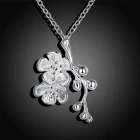China 925 Sterling Silver Cherry Blossom Flower Necklace NS2 925 silver jewelry supplier china manufacturer