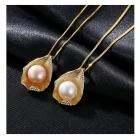 China 925 sterling silver pearl necklace pendant 18K gold shell pearl necklace NS1 925 silver jewelry wholesales manufacturer