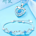 China Beautiful Natural Crystal Sterling Silver Necklace and Bracelet Jewelry Set manufacturer