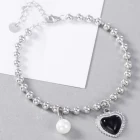 China Black agate love pearl 925 sterling silver bracelet manufacturer manufacturer