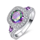 porcelana China Wholesale 925 Sterling Silver Round Created Rainbow Topaz Ring for Woman fabricante