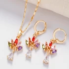 porcelana Colorful zircon jewelry set dubai gold plated jewelry, cheap necklace and earrings set manufacturer china fabricante