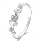 China Crystal Bangle Bracelets For Womens Girls 925 Silver Plated Jewelry Christmas Gift manufacturer