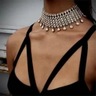 China Fashion Europe Statement Necklace American Woman Costume Rhinestone Choker Collar Necklace Jewelry NA2 manufacturer