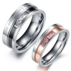 China Fashion Rose Gold Black Stainless Steel Couple Finger Wedding Ring manufacturer
