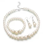 China Faux Pearl Crystal Choker Necklace Earring Bracelet Jewelry Set manufacturer