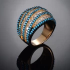 الصين Gold White Blue Zircon Stone Women Men Ring Manufacturer in China الصانع
